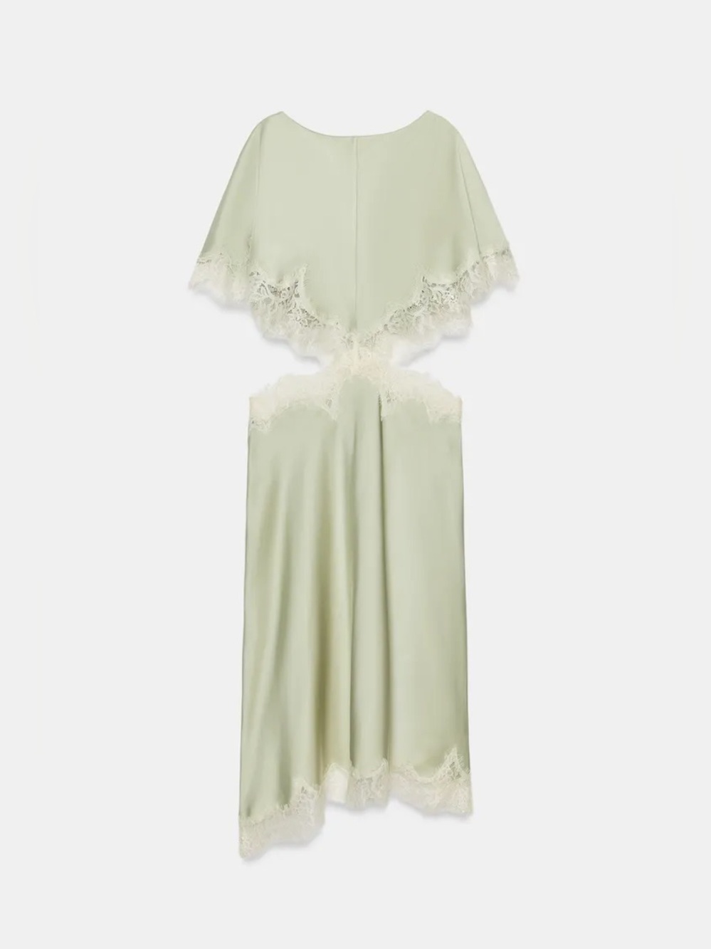 Zara Pale Mint High-Low Lace Trim Dress - Picture 8 of 10